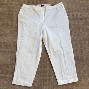 Talbots Perfect Crop Pants Women's 22W White Casual Travel Vacation Cotton